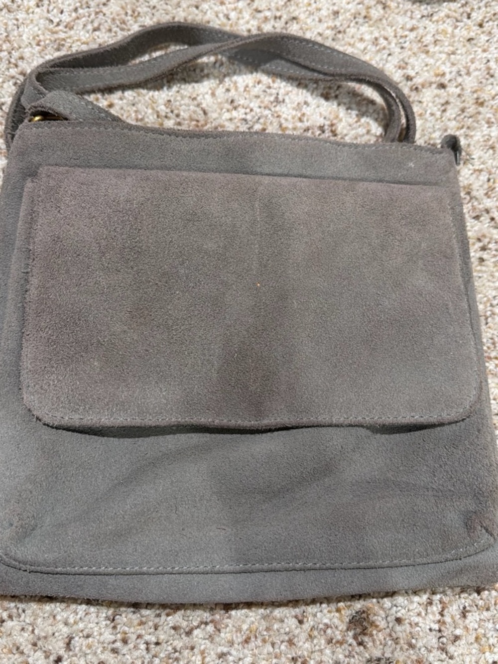 Brandy Melville Charcoal Suede Crossbody Messenger Bag